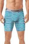 Tommy John Second Skin 8-inch Boxer Briefs In Blue Coral Painterly Stripe