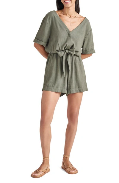 Splendid Nolan Romper In Soft Vintage Olive Branch