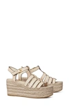 Tory Burch Fisherman Espadrille Platform Wedge Sandal In New Ivory