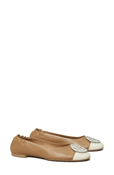 Tory Burch Claire Cap Toe Ballet Flat In Brown