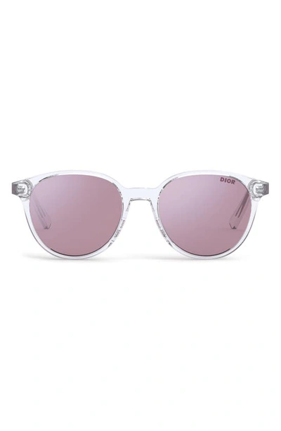 Dior In 54mm Round Sunglasses In Crystal / Violet