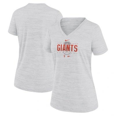 Nike White San Francisco Giants City Connect Velocity Practice Performance V-neck T-shirt In Black