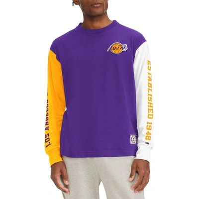 Tommy Jeans Purple Los Angeles Lakers Richie Color Block Long Sleeve T-shirt