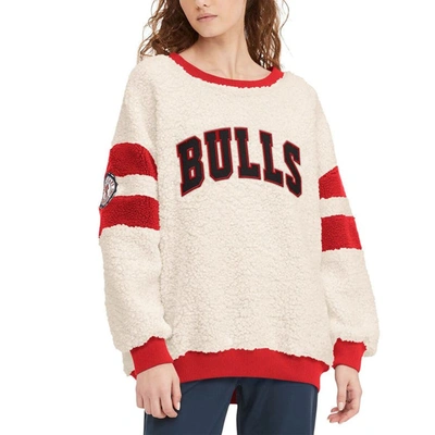 Tommy Jeans Women's  Oatmeal, Red Chicago Bulls Mindy Sherpa Pullover Sweatshirt In Oatmeal,red