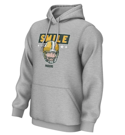 Fans Edge Migration Aaron Rodgers Gray Green Bay Packers Smile Pullover Hoodie
