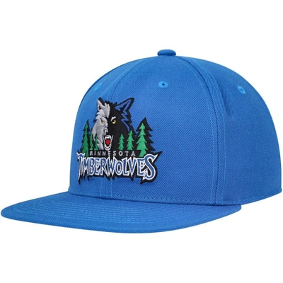 Mitchell & Ness Men's  Blue Minnesota Timberwolves Hardwood Classics Mvp Team Ground 2.0 Fitted Hat
