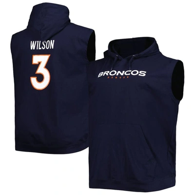 Profile Russell Wilson Navy Denver Broncos Big & Tall Muscle Pullover Hoodie