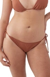 O'neill Saltwater Solids Maracas Side Tie Bikini Bottoms In Rustic Brown