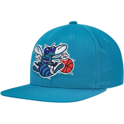 Mitchell & Ness Men's  Teal Charlotte Hornets Hardwood Classics Mvp Team Ground 2.0 Fitted Hat