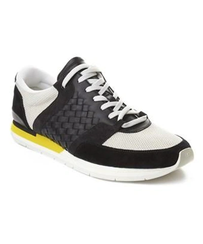 Bottega Veneta Men's Intrecciato Leather Sneaker Trainer Shoes Black Yellow  In White | ModeSens