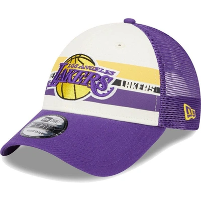 New Era Los Angeles Lakers Purple Stripes 9forty Trucker Snapback Hat