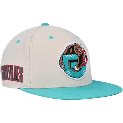 Mitchell & Ness Cream/turquoise Vancouver Grizzlies Hardwood Classics 2-tone Chain-stitch Snapback In Cream,turquoise