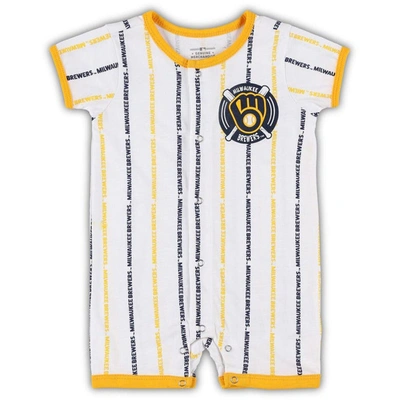 Outerstuff Babies' Newborn And Infant Boys And Girls White Milwaukee Brewers Ball Hitter Romper