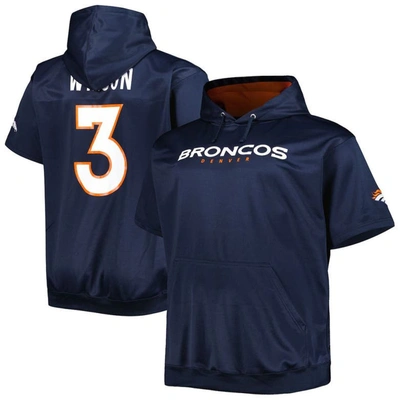 Profile Men's Russell Wilson Navy Denver Broncos Big And Tall Short Sleeve Pullover Hoodie