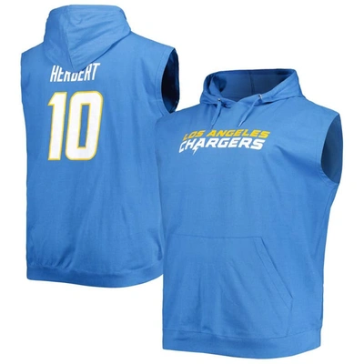 Profile Justin Herbert Powder Blue Los Angeles Chargers Big & Tall Muscle Pullover Hoodie