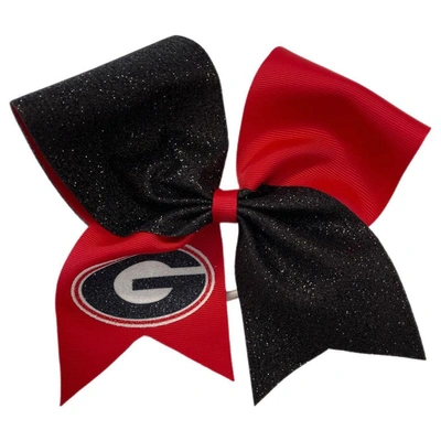 Usa Licensed Bows Georgia Bulldogs Jumbo Glitter Bow With Ponytail Holder In Red