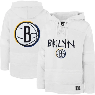 47 ' White Brooklyn Nets 2022/23 Pregame Mvp Lacer Pullover Hoodie