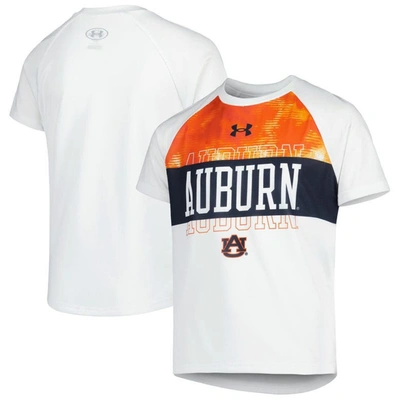 Under Armour Kids' Youth  White Auburn Tigers Gameday Print Raglan T-shirt