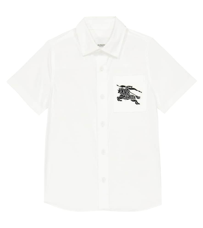 Burberry Kids' 配口袋混棉衬衫 In White