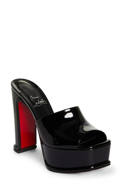 Christian Louboutin Amali Patent Red Sole Platform Mule Sandals In Black