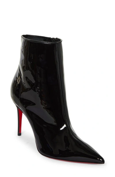 Christian Louboutin Kate Sporty Patent Red Sole Booties In Black