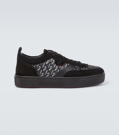 Christian Louboutin Happyrui Suede And Leather-trimmed Rubber Trainers In Black