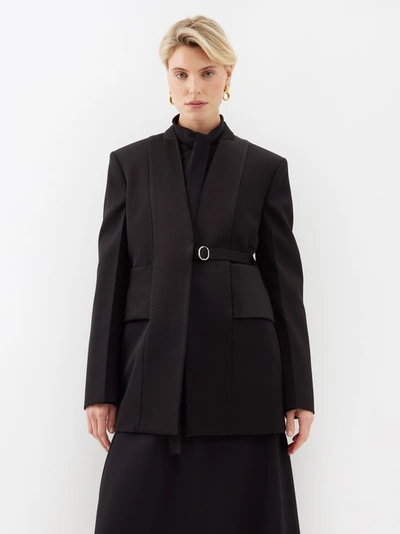 Jil Sander Leather Wrap Jacket In Black