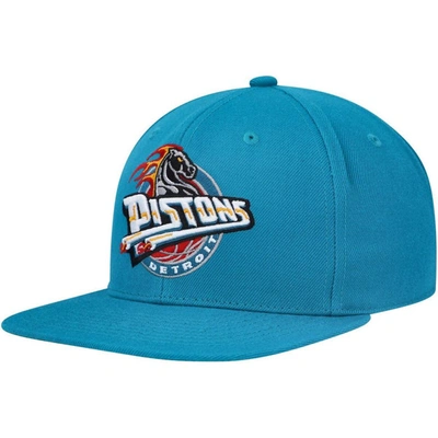 Mitchell & Ness Men's  Teal Detroit Pistons Hardwood Classics Mvp Team Ground 2.0 Fitted Hat