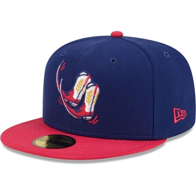 New Era Men's  Navy, Coral Pointy Boots De Amarillo Copa De La Diversion 59fifty Fitted Hat In Navy,coral