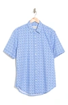 Coastaoro Astor Printed Short Sleeve Shirt In Cara Blue