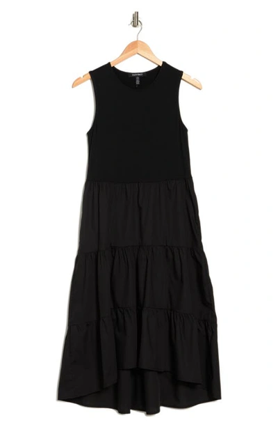 Ellen Tracy Sleeveless Tiered Dress In Black