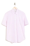 Coastaoro Patterned Short Sleeve Cotton Button-up Shirt In Kygo Pink