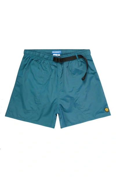 Market Smiley® Tech Belted Nylon Shorts In Light Blue
