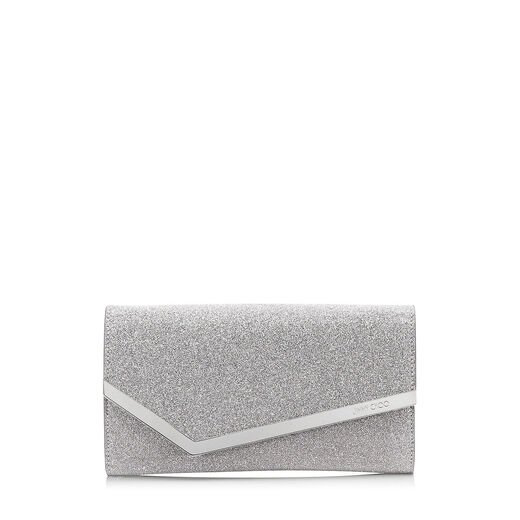 silver glitter clutch bag