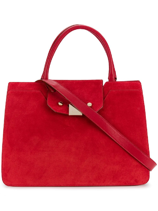 red suede tote bag