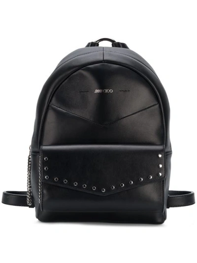 Jimmy Choo Cassie Black Nappa Leather Backpack With Silver Round Stud Detailing