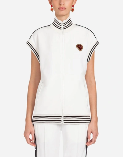 Dolce & Gabbana Sweatshirt With Zipper In Cady In White