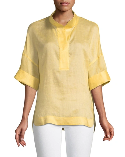 Lafayette 148 Silvia Gemma Cloth Blouse In Sienna Yellow