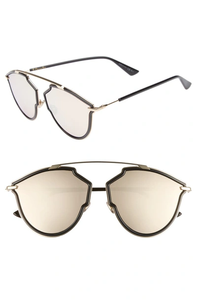 Dior Women's Sorealrise Mirrored Brow Bar Round Sunglasses, 55mm In Black/ Gold