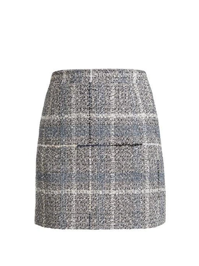 Alessandra Rich Cotton-blend Tweed Mini-skirt In Light Blue