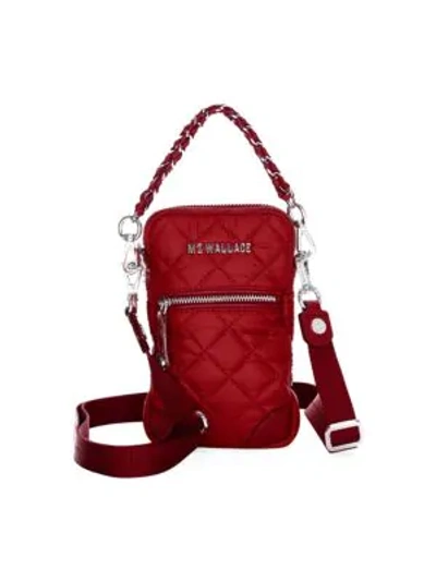 Mz Wallace Crosby Micro Lacquer Crossbody In Medium Red/gold