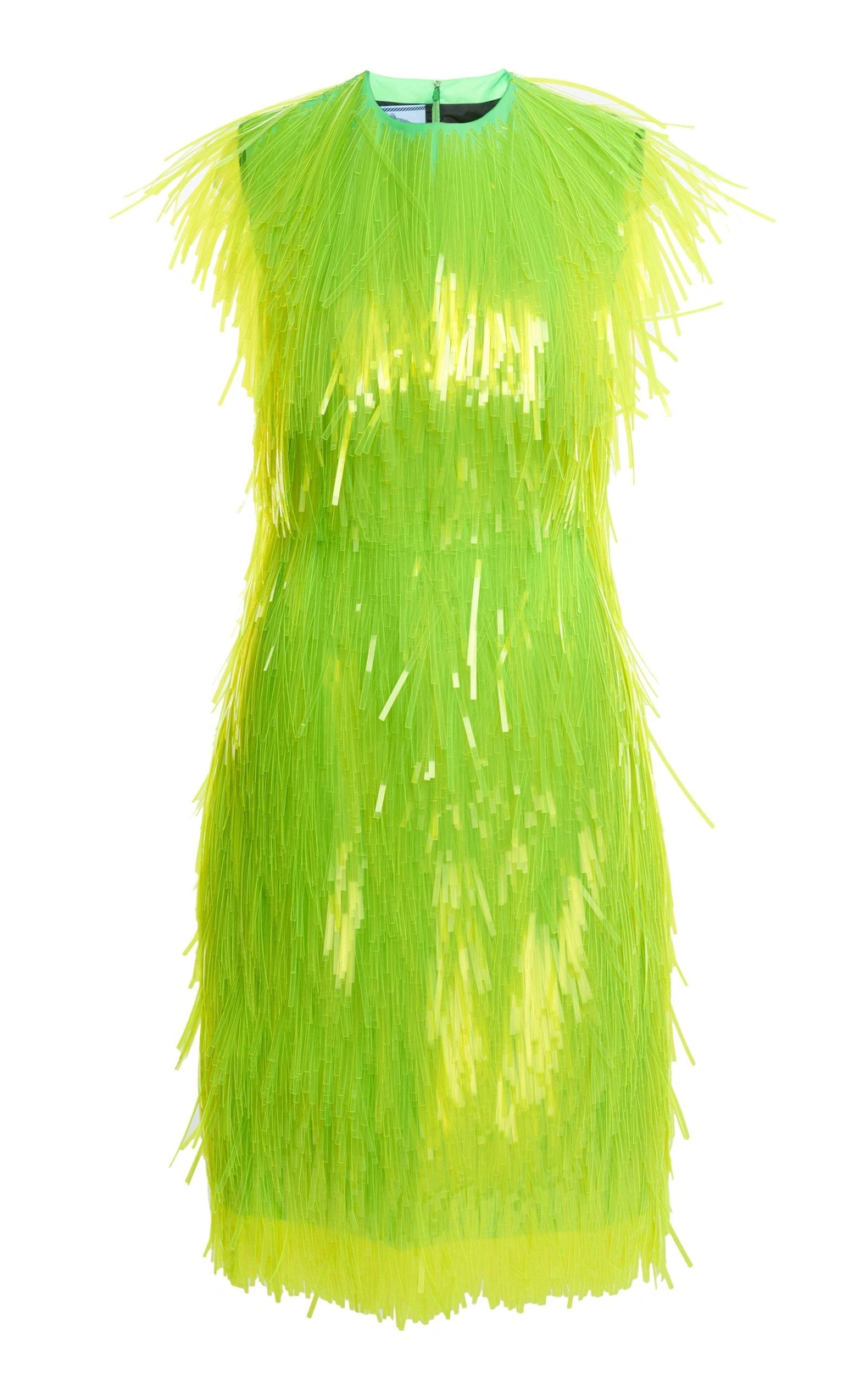 neon green fringe dress Neon Green Sequin V-Neck Dress main image 0