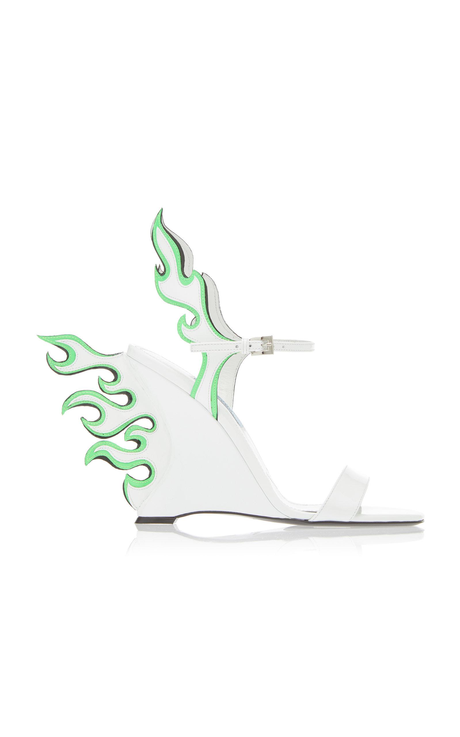 prada flame heels white