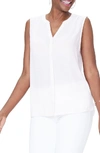 Nydj Pleat Back Sleeveless Split Neck Blouse In Light Primrose