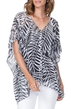 Nydj Printed Chiffon Caftan In 29 Palms Black