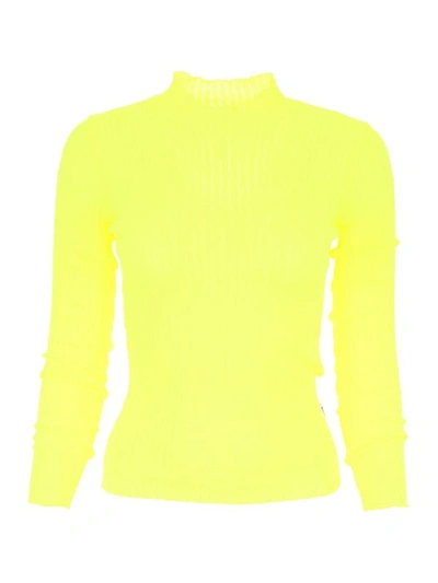 Msgm Ribbed Fluo Knit In Giallogiallo