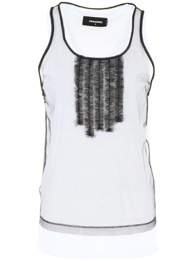Dsquared2 Top With Tulle In Black White (white)