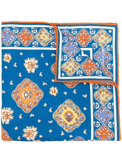 Kiton All Over Print Scarf - Blue