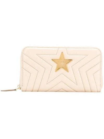 Stella Mccartney Stella Star Zip Wallet In Beige