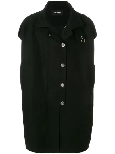 Raf Simons Sleeveless Couture Coat In Black